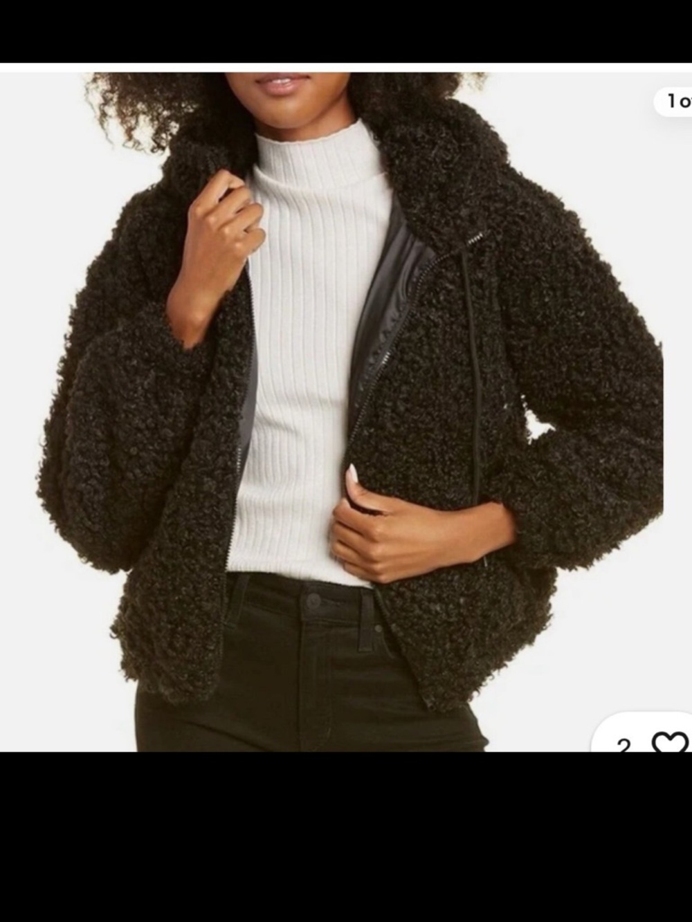 Walter Baker Women’s Black Jacket Amanda Zip Up Hoodie Faux Fur Size L